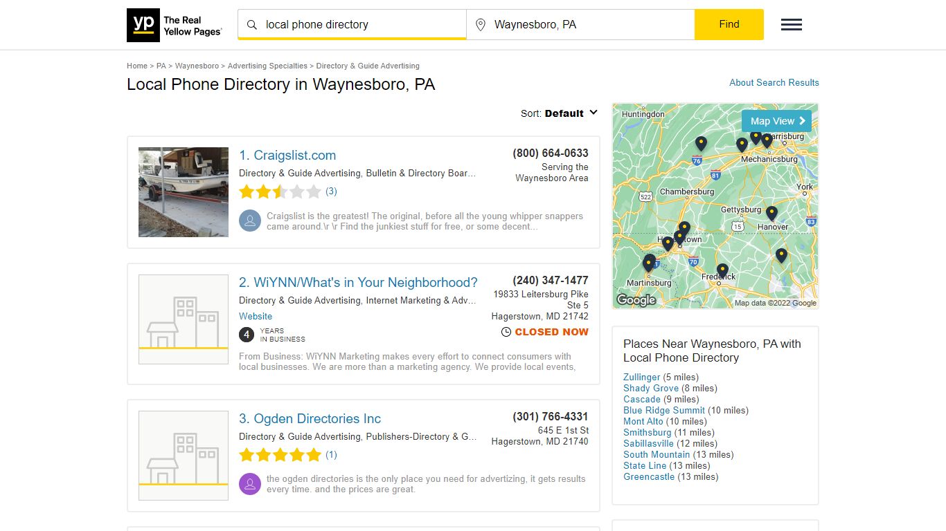 Local Phone Directory in Waynesboro, PA - Yellow Pages